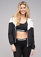 Urban Classics Dames Pull Over Jack Windbreaker met Arrow Print wit zwart