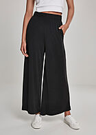 Urban Classics Dames 3/4 stoffen broek met elastische tailleband zwart