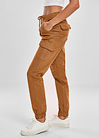 Urban Classics Dames Cargo broek met hoge taille bruin