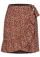 ONLY Damen NOOS Mini Wickelrock Verschluss seitlich Blumen Muster henna braun