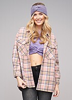 ONLY Dames Oversized wollen jas met knopen en 2 borstzakken geruit roze