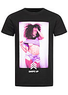 Mister Tee Herren T-Shirt Swipe Up Frau Print schwarz