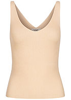 JDY by ONLY NOOS V-Neck Ribbed Top kurzer Schnitt tapioca beige