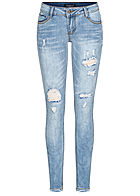Seventyseven Lifestyle Dames Skinny Jeans Pants 5-Pockets lichtblauw denim