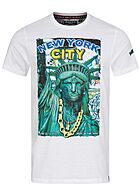 Brave Soul Herren T-Shirt New York City Print optic weiss
