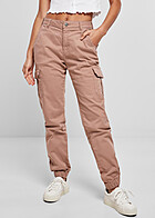 Urban Classics Dames cargobroek met hoge taille en zes zakken roze