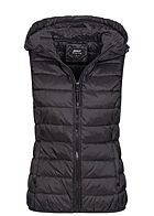 ONLY Dames NOOS Gewatteerd vest met kap en 2 zakken zwart