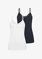 Seventyseven Lifestyle Dames 2-Pack Set V-Neck Top met Kanten wit navy blazer