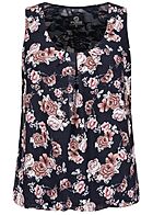 Styleboom Fashion Dames Chiffon Top Bloemen Print navy blauw
