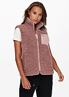 ONLY Damen Teddyfell Weste mit Stehkragen 3-Pockets burlwood dunkel rosa
