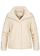 VILA Damen NOOS Kunstfelljacke mit Stehkragen 2-Pockets Strukturstoff birch beige