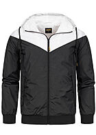 Lowrider Herren Arrow 2-Tone Windbreaker Zip-Hoodie Kapuze 2-Pockets schwarz weiss