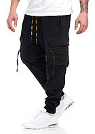 Lowrider Herren Cargo Hose Sweatpants 8 Funktionstaschen Tunnelzug schwarz