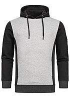 Lowrider Herren 2-Tone Hoodie mit Kapuze Tunnelzug & 2 Eingriffstaschen schwarz grau