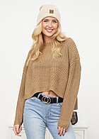 Urban Classics Dames Oversized Grofgebreide Pullover taupe bruin