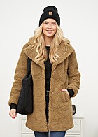 Urban Classics Dames Oversized Teddyfell Coatigan met 2 Ritszakken khaki