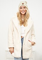Urban Classics Dames oversized sherpa teddybont jasje met twee zakken wit zand