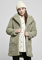 Urban Classics Dames Oversized Teddyfell Coatigan met 2 Ritszakken groen