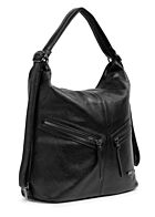 Styleboom Fashion Dames 2in1 handtas en rugzak gestructureerd imitatieleer zwart