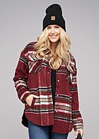 Noisy May Dames NOOS Shacket Jacket 4 zakken geruit patroon rhubarb rood