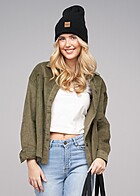 Hailys Damen Blusenhemd Kordbluse mit Knopfleiste und offenem Saum khaki