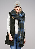 Noisy May Damen NOOS  Weste High-Neck Longform Teddyfell 2-Pockets rosin grn