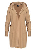 Styleboom Fashion Dames Vest met kap en 2 zakken bruin