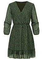 Styleboom Fashion Dames Chiffon Jurk V-hals print zwart groen