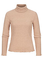 Styleboom Fashion Dames Trui met rolkraag en lange mouwen beige