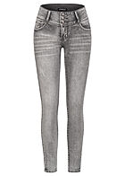 Seventyseven Lifestyle Dames Skinny Jeans 5-Pockets 3 knopen grijs