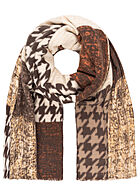 Seventyseven Lifestyle Dames viscose sjaal met pied-de-poule patroon 180x80cm coffee bruin