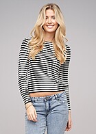 JDY by ONLY Dames Pullover geribde stof lange mouwen strepen zwart wit