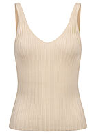 Aware by Vero Moda Dames Viscose Shirt met v-hals gestructureerde stof beige