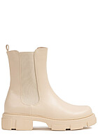 Seventyseven Lifestyle Dames Halflaarzen van kunstleer met rits beige