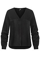 Vero Moda Dames Elegante Blouse met V-hals zwart