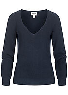 Aware by Vero Moda Dames Gebreide trui met V-hals en ballonmouwen blauw