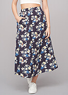 Pieces Dames Viscose Rok hoge taille bloemenprint marineblauw