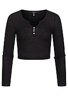 Vero Moda Dames Trui met lange mouwen en sierknopen zwart