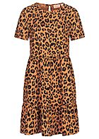 VILA Dames NOOS Viscose Jurk met volants en leo-opdruk bruin zwart