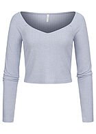 ONLY Dames Trui met lange mouwen en structuurstof blauw