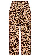 VILA Dames Stoffen broek met elastische tailleband leo-opdruk bruin zwart