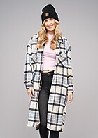 ONLY Dames Overhemd jas met 2 borstzakken geruit blauw beige