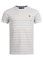 Indicode Heren T-Shirt met strepen en patch grijs blauw oranje