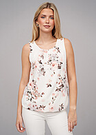 Cloud5ive Dames Chiffon Top 2-laags stof bloemenprint wit