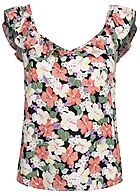 ONLY Dames Viscose Top met franje en bloemenprint zwart