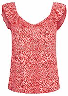 ONLY Dames Viscose Top met franje en print rood wit
