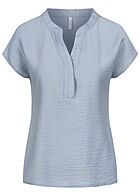 ONLY Dames Viscose Top met V-hals blauw