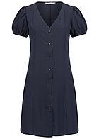 ONLY Damen Kleid tailliert mit kurzen Pufferrmeln und Knopfleiste night sky blau
