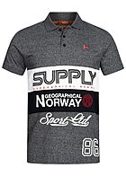 Geographical Norway Heren Polo shirt met logo strepen print zwart