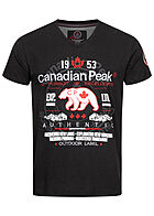 Canadian Peak Heren T-Shirt with V-Neck and embroidery black